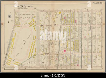 Bromley, George Washington. Cartographic, Maps, Atlases, land surveys. 1907. Lionel Pincus and Princess Firyal Map Division. Brooklyn (New York, N.Y.) , Maps Plate 25: Bounded by Avenue Q., Ocean Avenue, Avenue U. and Gravesend Avenue Plate 25 Stock Photo