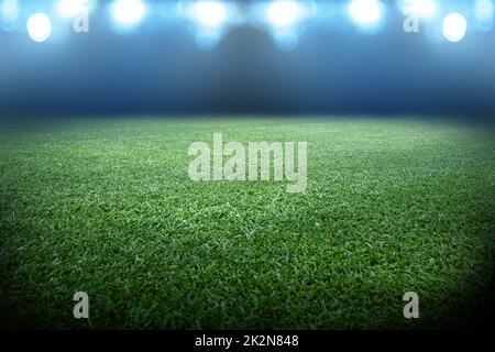 Soccer stadium arena with natural green grass Stock Photo