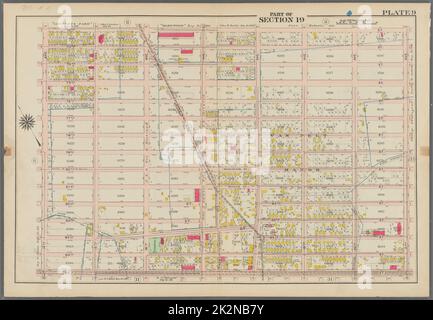 Bromley, George Washington. Cartographic, Maps, Atlases, land surveys. 1907. Lionel Pincus and Princess Firyal Map Division. Brooklyn (New York, N.Y.) , Maps Plate 9: Bounded by 72nd Street, 21st Avenue, 88th Street and 14th Avenue Plate 9 Stock Photo