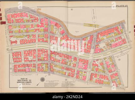 Cartographic, Maps. 1938 - 1957. Lionel Pincus and Princess Firyal Map Division. Real property , New York (State) , New York (N.Y.), Bronx (New York, N.Y.) , Maps Double Page Plate No. 25, Part of Section 12, Borough of the Bronx: Bounded by Jerome Avenue, E. 204th Street, Grand Concourse, E. 202nd Street, Briggs Avenue and E. 196th Street Stock Photo