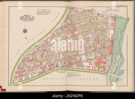 Cartographic, Maps. 1938 - 1957. Lionel Pincus and Princess Firyal Map Division. Real property , New York (State) , New York (N.Y.), Bronx (New York, N.Y.) , Maps Double Page Plate No. 43, Part of Section 12, Borough of the Bronx: Bounded by Van Cortlandt Park East, E. 242nd Street, Martha Avenue, E. 240th Street, McLean Avenue, (Bronx River Parkway) Webster Avenue and (Woodlawn Cemetery) E. 233rd Street Stock Photo