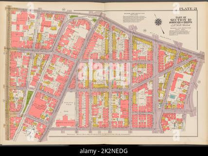 Cartographic, Maps. 1942. Lionel Pincus and Princess Firyal Map Division. Real property , New York (State) , New York (N.Y.), Bronx (New York, N.Y.) , Maps Double Page Plate No. 21, Part of Section 10, Borough of the Bronx: Bounded by E. 169th Street, Intervale Avenue, Hall Place, E. 166th Street and Third Avenue Stock Photo