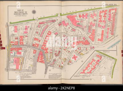 Cartographic, Maps. 1938 - 1957. Lionel Pincus and Princess Firyal Map Division. Real property , New York (State) , New York (N.Y.), Bronx (New York, N.Y.) , Maps Double Page Plate No. 33, Part of Section 12, Borough of the Bronx: Bounded by Van Cortlandt Park South, Saxon Avenue, Sedgwick Avenue, W. 238th Street, Bailey Avenue, W. 236th Street and Broadway Stock Photo