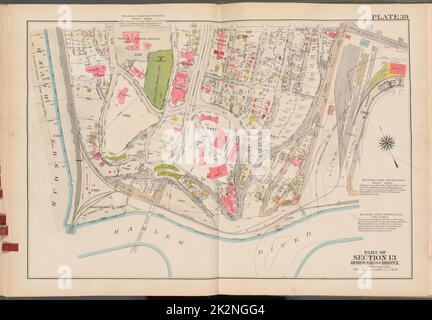 Cartographic, Maps. 1938 - 1957. Lionel Pincus and Princess Firyal Map Division. Real property , New York (State) , New York (N.Y.), Bronx (New York, N.Y.) , Maps Double Page Plate No. 39, Part of Section 13, Borough of the Bronx: Bounded by W. 230th Street, Terrace View Avenue, Teunissen Place, Harlem River and (Hudson River) Palisade Avenue Stock Photo