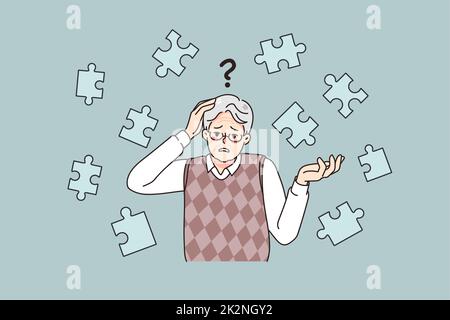 Senior man suffer from dementia disease Stock Photo