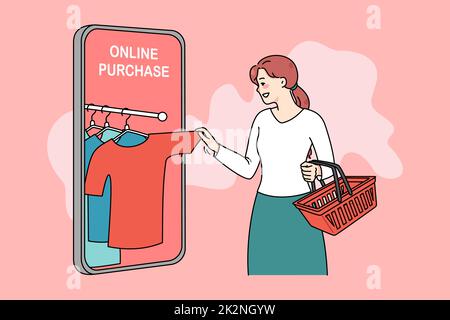 Woman buyer shopping online on smartphone Stock Photo