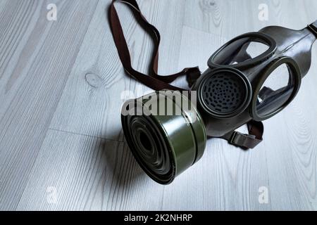 gasmask on a surface with lots of copy space Stock Photo