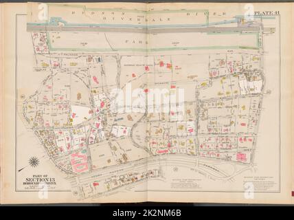 Cartographic, Maps. 1938 - 1957. Lionel Pincus and Princess Firyal Map Division. Real property , New York (State) , New York (N.Y.), Bronx (New York, N.Y.) , Maps Double Page Plate No. 41, Part of Section 13, Borough of the Bronx: Bounded by (Hudson River) Palisade Avenue, W. 254th Street, Henry Hudson Parkway, W. 250th Street, Delafield Avenue and W. 246th Street Stock Photo