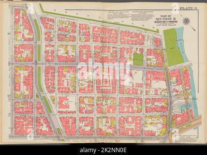 Cartographic, Maps. 1938. Lionel Pincus and Princess Firyal Map Division. Bronx (New York, N.Y.) , Maps, Real property , New York (State) , New York (N.Y.) Double Page Plate No. 9, Part of Section 11, Borough of the Bronx: Bounded by E. 182nd Street, Bronx Park South, Boston Road, E. 180th Street, (Bronx River) Bronx Street, E. Tremont Avenue and Mapes Avenue Stock Photo