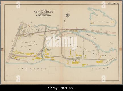 Bromley, George Washington. Cartographic, Maps, Atlases, land surveys. 1907. Lionel Pincus and Princess Firyal Map Division. Brooklyn (New York, N.Y.) , Maps Plate 30: Coney Island Plate 30 Stock Photo