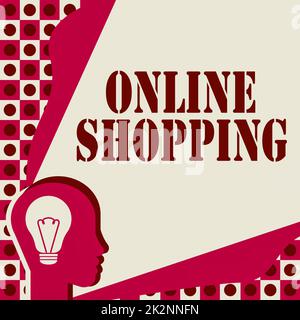 Inspiration showing sign Online Shopping. Business overview allows consumers to buy their goods over the Internet Head With Illuminated Light Bulb With Showing Technology Ideas. Stock Photo