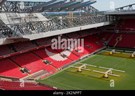 Construction of the new £80m expansion of the Anfield Rd stand at ...