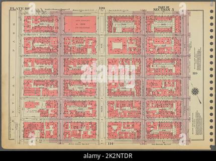 Cartographic, Maps. 1955 - 1956. Lionel Pincus and Princess Firyal Map Division. Real property , New York (State) , New York (N.Y.), Manhattan (New York, N.Y.) Plate 118, Part of Section 5: Bounded by E. 95th Street, Third Avenue, E. 89th Street and (Central Park) Fifth Avenue. Stock Photo