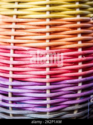 Colorful braided reed texture background Stock Photo