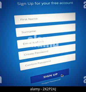 Sign up. Please. Computer generated image of the sign-up page of a website - ALL design on this image is created from scratch by Yuri Arcurs team of Stock Photo
