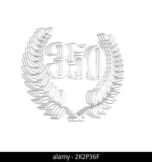 Number 350 with laurel wreath or honor wreath as a 3D-illustration, 3D ...