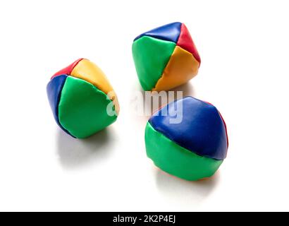 Colorful juggling balls isolated on white Stock Photo