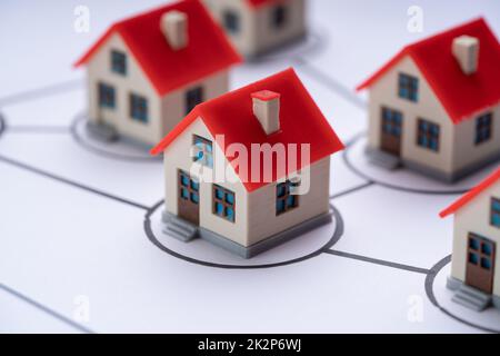 Homeowner Association. Connected Homeowner Houses Stock Photo