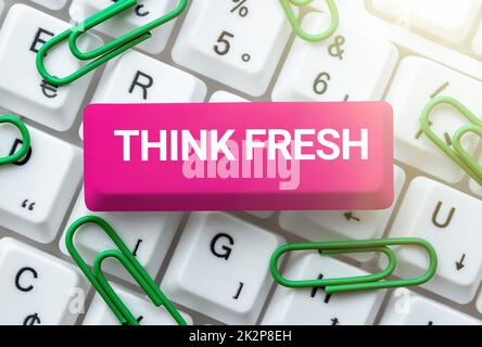 Handwriting text Think Fresh. Word for Thinking on natural ingredients Positive good environment Stock Photo
