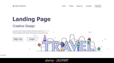 Concept design concept online travel landing page website - Vector Stock Photo