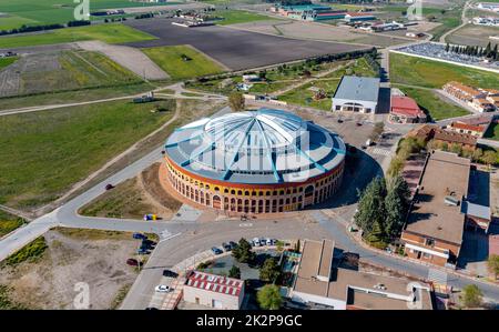 Iscar bullring is a municipality in the Tierra de Pinares region in the province of Valladolid, Spain. Stock Photo