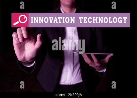 Text sign showing Innovation Technology. Business concept New Idea or Method of Technical or Scientific nature Stock Photo