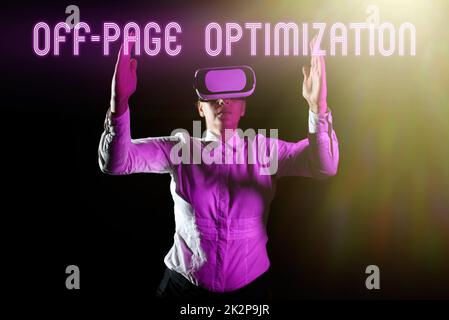 Conceptual display Off Page Optimization. Word Written on Website External Process Promotional Method Ranking Stock Photo