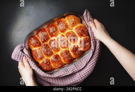 Freshly baked buns Stock Photo
