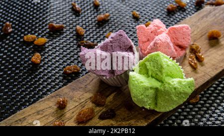 steamed cupcake on the wood table Stock Photo