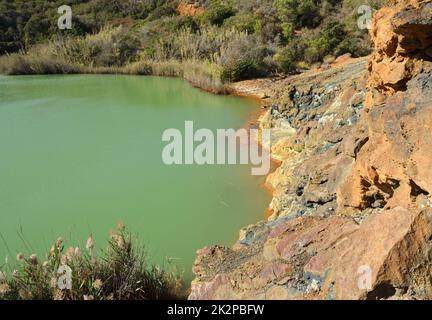 Laghetto di Terranera - green sulfuric lake, Elba Island, Italy Stock Photo