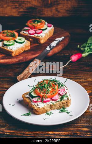 Vegetarian sandwich with fresh vegetables Stock Photo