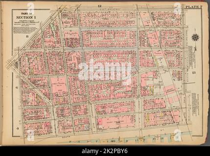 Cartographic, Maps. 1927. Lionel Pincus and Princess Firyal Map Division. Real property , New York (State) , New York, Manhattan (New York, N.Y.) Plate 7, Part of Section 1: Bounded by East Broadway, Pike Street, South Street, Roosevelt Street, New Chambers Street and New Bowery Stock Photo