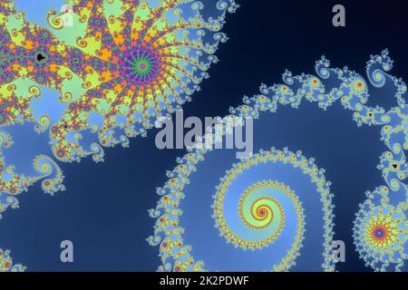 Beautiful zoom into the infinite mathematical mandelbrot set fractal. Stock Photo