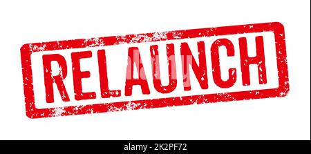 Red stamp on a white background  - Relaunch Stock Photo