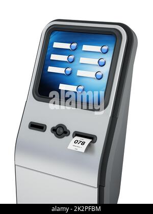 Ticketing kiosk isolated on white background. 3D illustration Stock Photo