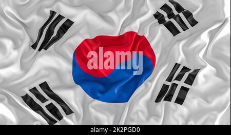 3D Flag of South Korea on a pillar Stock Photo - Alamy