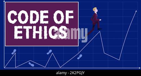 Sign displaying Code Of Ethics. Word for Moral Rules Ethical Integrity Honesty Good procedure Stock Photo