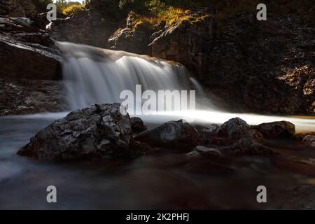 Mountain River coming out of a small gorge in Austrian Alps Stock Photo