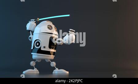 Robot with Katana sword. Technology concept. Contains clipping path Stock Photo