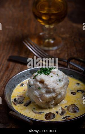 dumpling in mushroom sauce Stock Photo