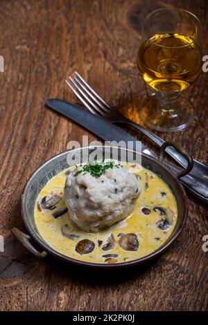 dumpling in mushroom sauce Stock Photo