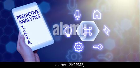 Text showing inspiration Predictive Analytics. Business showcase Optimize Collection Achieve CRM Identify Customer Stock Photo