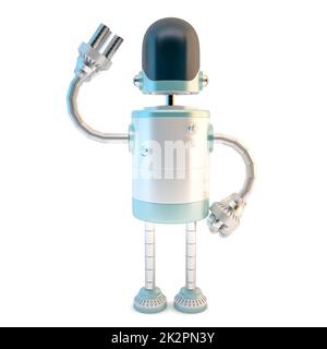 Waving robot. 3D illustration. Isolated Stock Photo