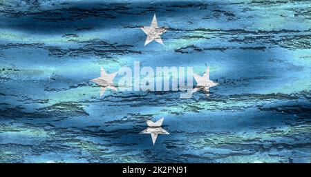 Micronesia flag - realistic waving fabric flag Stock Photo