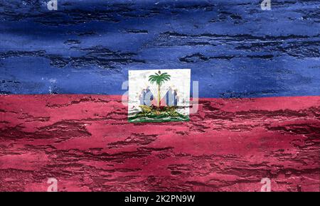 3D-Illustration of a Haiti flag - realistic waving fabric flag Stock Photo