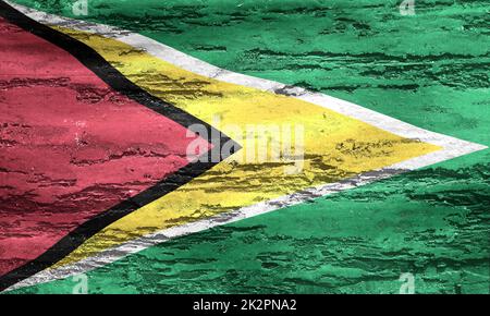 Guyana flag - realistic waving fabric flag Stock Photo