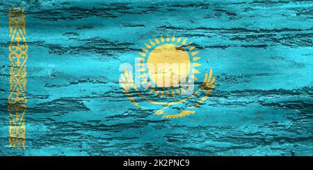 3D-Illustration of a Kazakhstan flag - realistic waving fabric flag Stock Photo