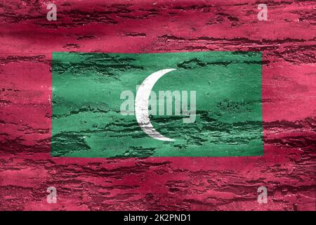 3D-Illustration of a Maldives flag - realistic waving fabric flag Stock Photo