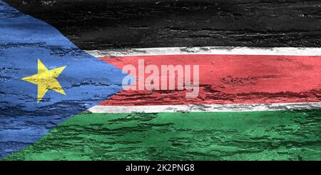 3D-Illustration of a South Sudan flag - realistic waving fabric flag Stock Photo