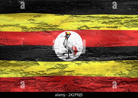 3D-Illustration of a Uganda flag - realistic waving fabric flag Stock Photo